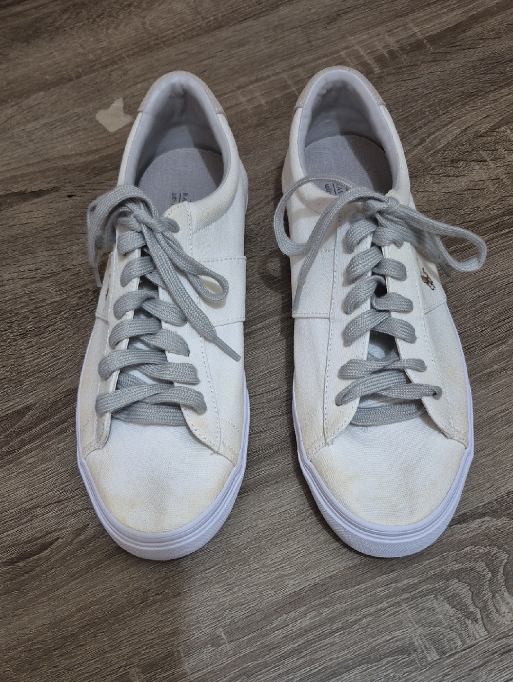 Polo by Ralph Lauren White Canvas Sneakers with Gray Accents